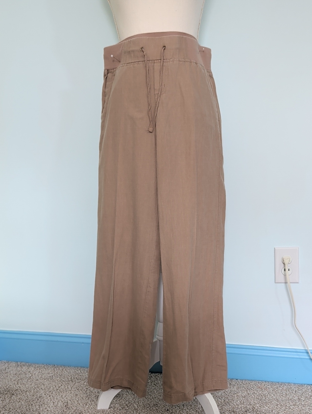 Soho Women's linen cotton Drawstring Wide-Leg pant boho granola natural